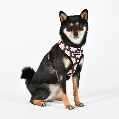 Puppia Bacopas Dog Harness A (Over-The-Head) Fashionable Flower Pattern Spring Summer Harness for Small and Medium Dogs, Black, X-Large