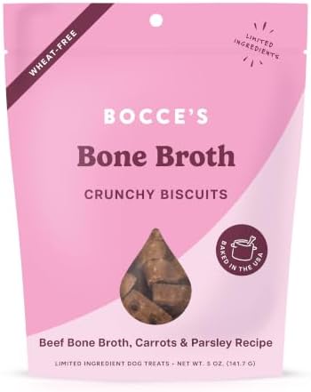 Bocce's Bakery Bone Broth Flavor Crunchy Biscuits Dog Treats, 5 oz