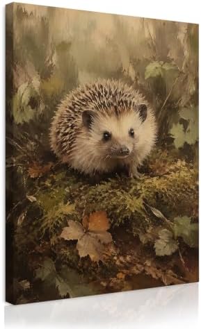 Hedgehog Canvas Wall Art 12x16 Inch, Framed Wall Art for Living Room