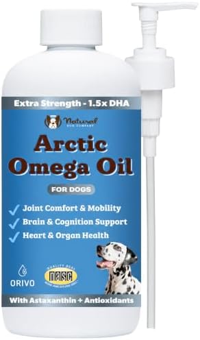 Natural Dog Company Arctic Omega Oil for Dogs – Salmon, Pollock, Krill & Algal, DHA Supports Skin & Coat, Joint Mobility, Cognitive Health & Immune Wellness, Liquid Fish Oil Pump,16 oz