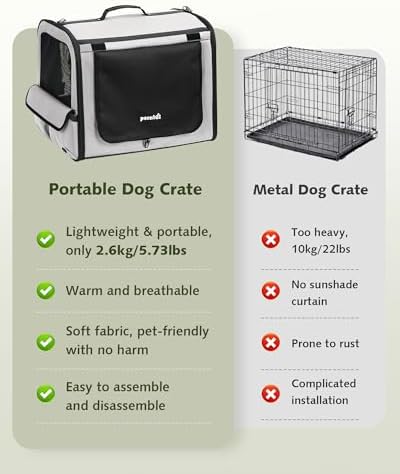 Dog Car Carrier Light Weight 24×17.7×20.5in, Foldable Dog Carrier, Gray