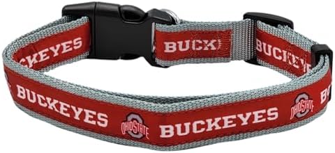 Pets First Collegiate PET Collar NEW Version Ohio State Buckeyes Dog Collar, Size Large. Best Sports Team Color for Dogs & Cats. A Shiny & Colorful Dog & Cat Collar Licensed by The NCAA