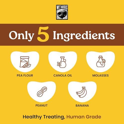 Wet Noses Organic Crunchy Dog Treats Grain Free – All-Natural, Human-Grade, Non-GMO, Healthy Training & Delicious Snacks for Dogs, for All Dog Sizes & Breeds – Peanut Butter & Banana, 14oz (2 Pack)