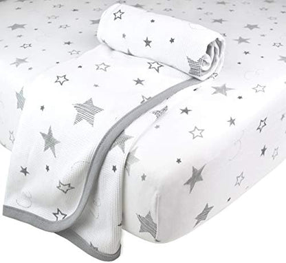 American Baby Company 100% Cotton Thermal Waffle Swaddle Blanket (30" x 40"), Soft, Breathable & Stretchy, Super Stars, for Boys and Girls, Perfect for Swaddling, Travel and Gifting