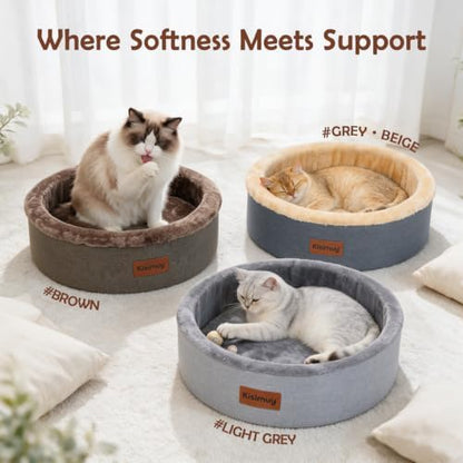 Calming Round Cat & Dog Bed for Kittens, Soft Memory Foam Cat Bed