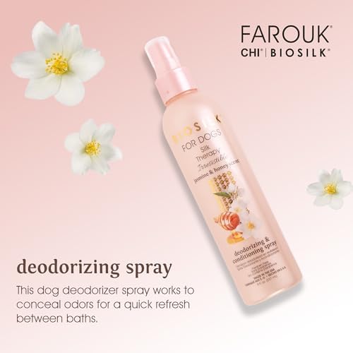 BioSilk Irresistible Deodorizing Dog Spray, Jasmine Honey Scent, 8 Fl Oz