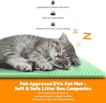 Cat Litter Mat 24"x16",Double Layer EVA Litterbox Mat Green