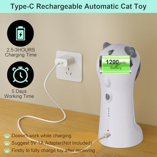 TBTeek Cat Toy, Automatic Motion-Activated, 5 Fun Patterns, 4 Speed Modes