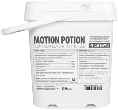 Jeffers Motion Potion Horse Joint Supplement Pellets – Glucosamine HCL, MSM, Chondroitin, Hyaluronic Acid, Vitamin C & E, Daily Equine Support for Senior & Active Horses – 3.1, lbs 48 Day Supply