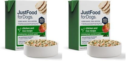 JustFoodForDogs Pantry Fresh Wet Dog Food,Complete Meal or Dog Food Topper,Chicken & White Rice Human Grade-Dog-Food Recipe - 12.5 oz,(Pack of 24)