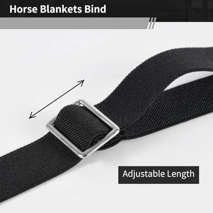 Premium Horse Blanket Sheet Leg Straps, Replacement Stretchy Belly Strap with Double Swivel Snaps, Adjustable Elastic Length from 24 to 42 Inch Winter Blanket