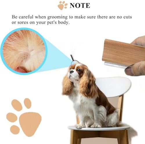 Wooden Deshedding Brush for Dogs, Cats & Horses, Deshedding Grooming Tool Curry Comb Pet Hair Removal Tool, Deshedding Dog Brush Combs for All Hair Types, 4.33 Inch