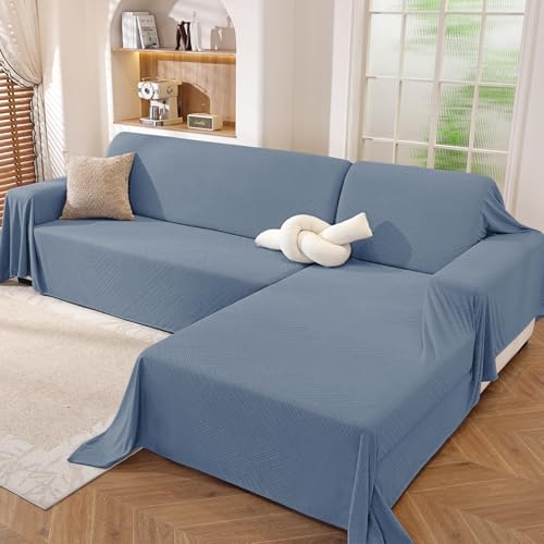L Shaped Sectional Couch Cover 2 Piece, XXX-Large, Blue