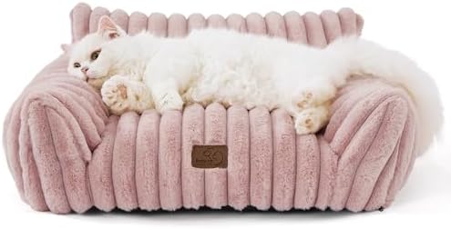 Bedsure ComfyFleece™ Shown on TV Fluffy Cat Couch for Pets,24in Blush Pink