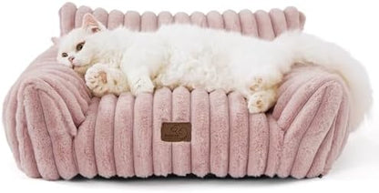 Bedsure ComfyFleece™ Shown on TV Fluffy Cat Couch for Pets,24in Blush Pink