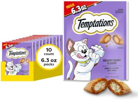 Temptations Classic Crunchy and Soft Cat Treats, Creamy Dairy, 6.3 oz, 10pk
