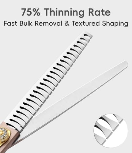 Thinning Shears for Dogs and Cats Rose Gold Pet Grooming Scissors Chunkers Shears 440C Stainless Steel Professional Dog Trimming Scissors 8''