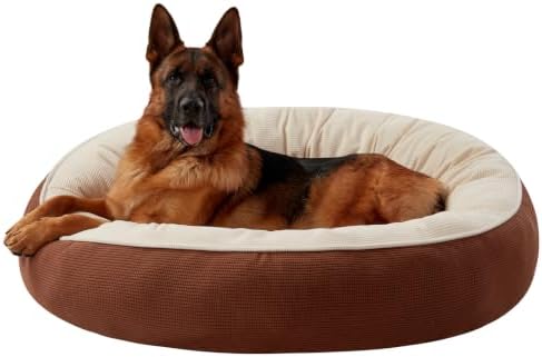 45 in Soft Touch Fleece Donut Dog Bed for Extra Large Dogs,Coffee