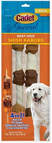 Cadet Gourmet X-Large Beef Hide Shish Kabobs Dog Chews, 2 Count, 10"