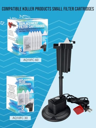 Koller Products AquaView 3-Gallon 360 Aquarium with LED Lighting (7 Color Choices) and Power Filter, 10.25 x 10.25 x 14.5