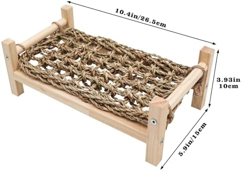 Bearded Dragon Bed, Wood + Seagrass Reptile Sleeping Hammock & Habitat