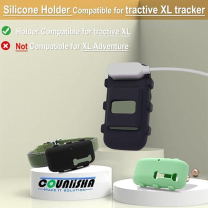 2 Pack Silicone Holder Compatible for Tractive XL GPS Tracker (Black,Green)