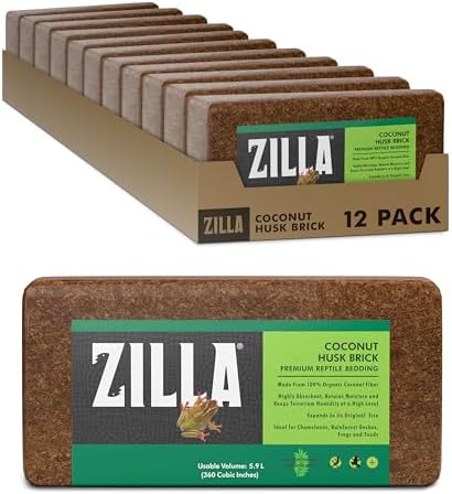 Zilla Coconut Husk Brick, Organic Reptile Bedding, 12-Count