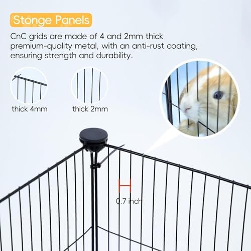 CHEGRON Portable Guinea Pig Cages with Liner & C&C Grids Rabbit Cages Small Animal Cage PVC Bottom Small Animal Playpen for Rabbit Bunny Hedgehog Chinchilla 12PCS Metal Grids 48"x24"x12"