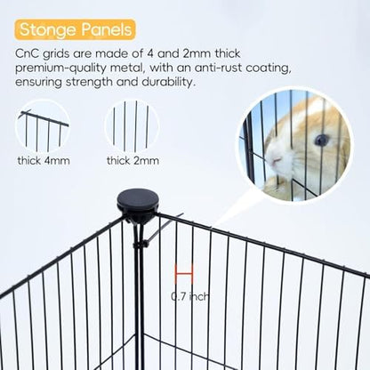 CHEGRON Portable Guinea Pig Cages with Liner & C&C Grids Rabbit Cages Small Animal Cage PVC Bottom Small Animal Playpen for Rabbit Bunny Hedgehog Chinchilla 12PCS Metal Grids 48"x24"x12"