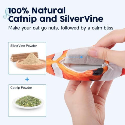 Potaroma Cat Toys Flopping Fish with SilverVine and Catnip