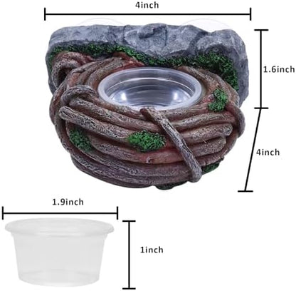 AIICIOO Vine Reptile Feeding Ledge Pet Food Bowl Water Dish Amphibian Feeder Bowl Reptile Terrarium Decor for Bearded Dragon Lizard Snake Frog Gecko Tortoise Hermit Crab