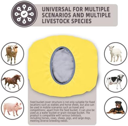 2-5 Gallon Horse Bucket Cover, Waterproof Horse Feed Bucket Cover, Lightweight and Easy to Use (Excluding Bucket, Yellow)