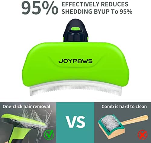 Pet Grooming Brush for Dogs and Cats, Green, Effectively Reduces Shedding by Up to 95%, Self-Cleaning, Long or Short Hair Remover for Medium Dogs & Cats