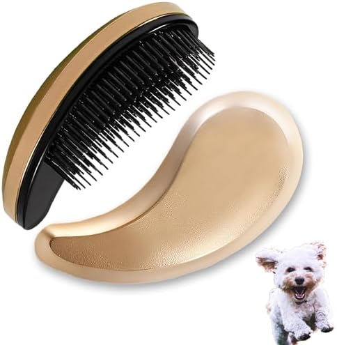 Small Dog Brush, Soft Pet Grooming Brush for Shih Tzus, Yorkies, Maltipoos, Maltese, Puppy Massaging Hair Brush, Cat Brush, for Small Animals Rabbits of All Hair Types (Golden)