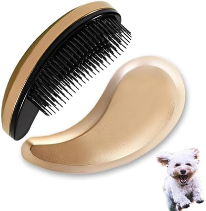 Small Dog Brush, Soft Pet Grooming Brush for Shih Tzus, Yorkies, Maltipoos, Maltese, Puppy Massaging Hair Brush, Cat Brush, for Small Animals Rabbits of All Hair Types (Golden)