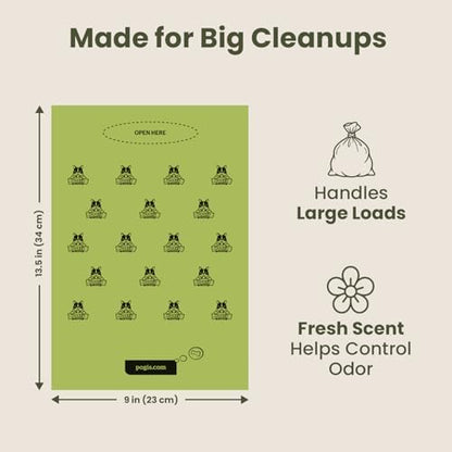 Pogi’s Dog Poop Bags – Leak-Proof & Extra Thick Pet Waste Bags (Unscented, 10 Rolls, 150-Count)