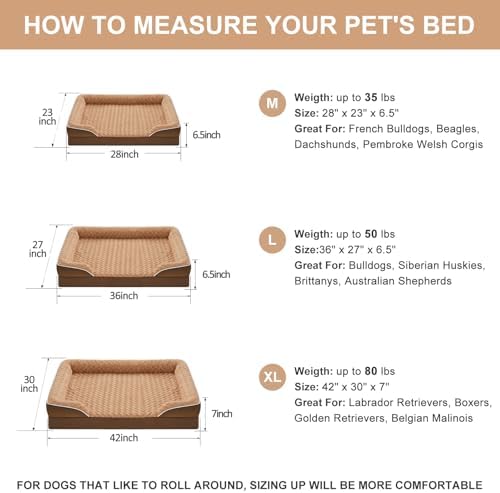 WNPETHOME Orthopedic Washable XL Dog Bed for Senior Dog Cozy Sleep