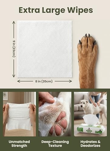 Pogi’s Dog Wipes – Hypoallergenic Pet Wipes for Paws, Body & Butt – Cleaning & Hydrating, Green Tea Scent, 400 Count