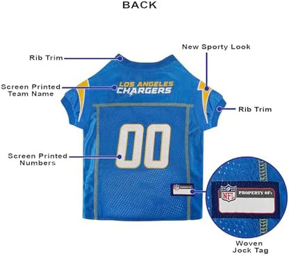 Pets First NFL Los Angeles Chargers Dog Jersey, Size X-Large, Football Shirt Costume for Pet, Dog Sports T-Shirt, NFL Team Clothing for Cats, Licensed Pet Apparel Available in 7 Sizes and 32 Teams