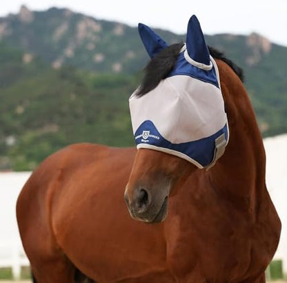 Harrison Howard Half Face Horse Fly Mask UV Protection and Breathable for Equine Use Comfortable Navy L