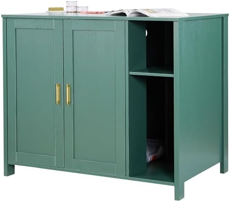 VEVOR Cat Enclosure, 41.3 in Self Cleaning Litter Box Cabinet, with Drawer & Detachable Divider, Automatic Litterbox Enclosure with Built-in Power Outlet, Fits Most Smart Litterboxes