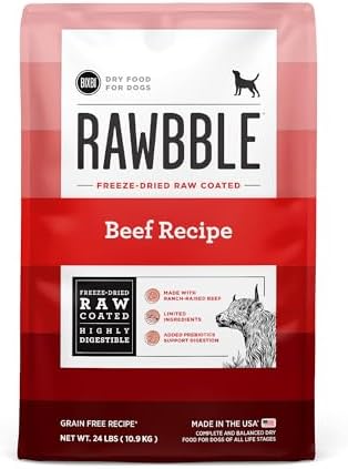 BIXBI Rawbble Freeze-Dried Raw Coated Dog Food, Beef – Fresh Meat, No Meat Meals, Grain-Free – USA Made, 24 lbs
