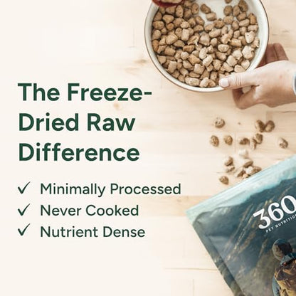 360 Pet Nutrition Freeze-Dried Raw Dog Food – Multi-Protein with Beef, Chicken, Fish & Organs, High Protein, Omega-3s, Fruits, Veggies & Superfoods, Grain-Free, No Fillers 2 x 48 oz Made in USA