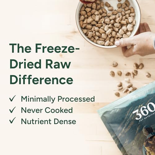 360 Pet Nutrition Freeze-Dried Raw Dog Food – Multi-Protein with Beef, Chicken, Fish & Organs, High Protein, Omega-3s, Fruits, Veggies & Superfoods, Grain-Free, No Fillers 2 x 48 oz Made in USA