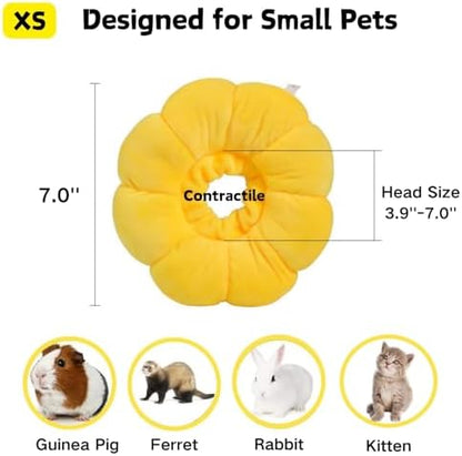 Rabbit Protection Cone Extra Small Soft Elizabethan Collar for Bunny Chinchilla Guinea Pig Small Cat Recovery Collar Kitten E Collar Alternative After Surgery Wound Healing Donut Collar (Yellow, XS)