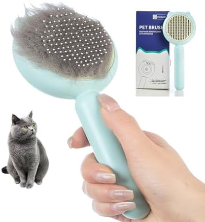 Cat Brush Dog brushes with Release Button for Shedding Grooming, suit for Long or Medium Haired Cats, Lightweight Skin Friendly Pet Brush Hair Removal Comb Brushes for Kitten