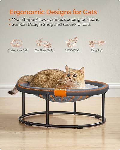Feandrea Elevated Cat Bed, Breathable Hammock, Washable Mesh