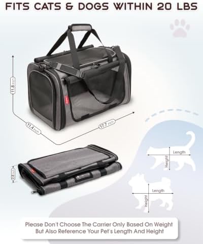 BurgeonNest Soft-Sided Cat Carrier for Cats up to 20 lbs