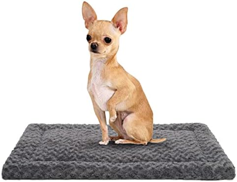 Exsnugy Washable Dog Bed Mat Medium Size Fluffy Pet Crate Pad 24x18