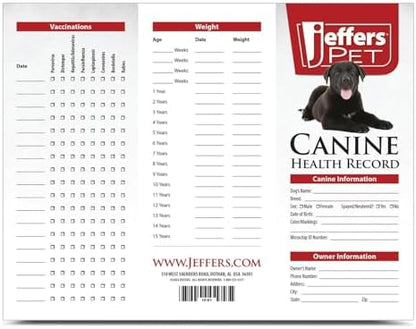 Jeffers Canine Health Records, Single Pack - Health Tracker & Monitor Logbook for Vaccinations, Treatment and Wellness, Includes Owner Info, Veterinary Record Keeper, Dog Care Organizer